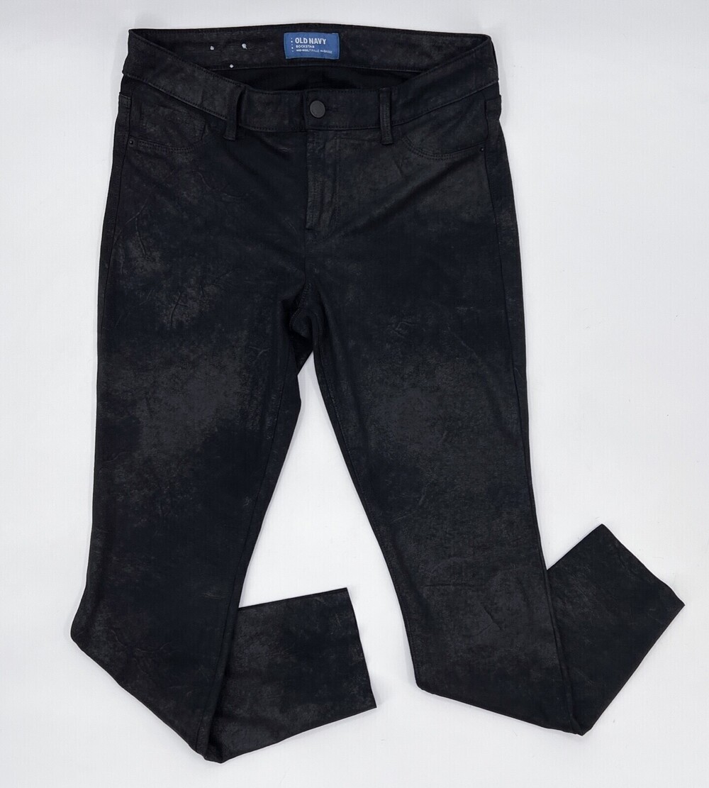 Old Navy Pants Womens 10 Gray Black Rockstar Skinny Tapered Dark Wash Mid Rise